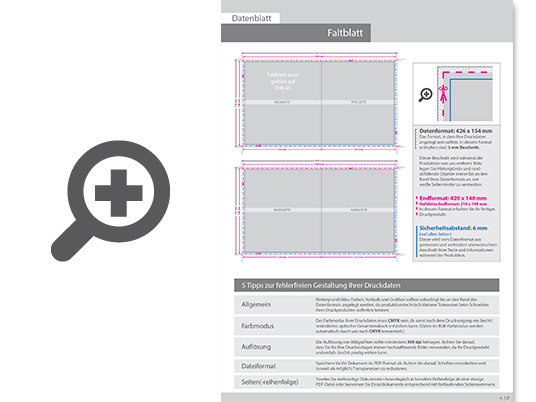 Product Bild hochglanz-uv-lack_faltblatt__gefalzt_auf_din_a5_quer__vertikaler_mittelfalz__4-seitig