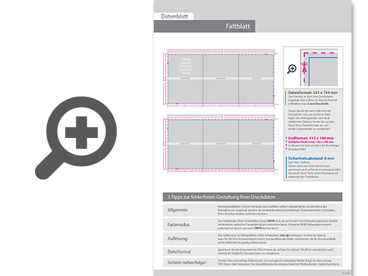 Product Bild hochglanz-uv-lack_faltblatt__gefalzt_auf_din_a6__vertikaler_zickzackfalz__6-seitig