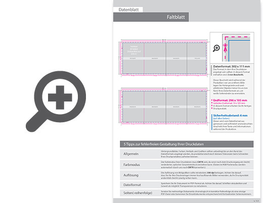 Product Bild hochglanz-uv-lack_faltblatt__gefalzt_auf_din_a7__vertikaler_zickzackfalz__8-seitig