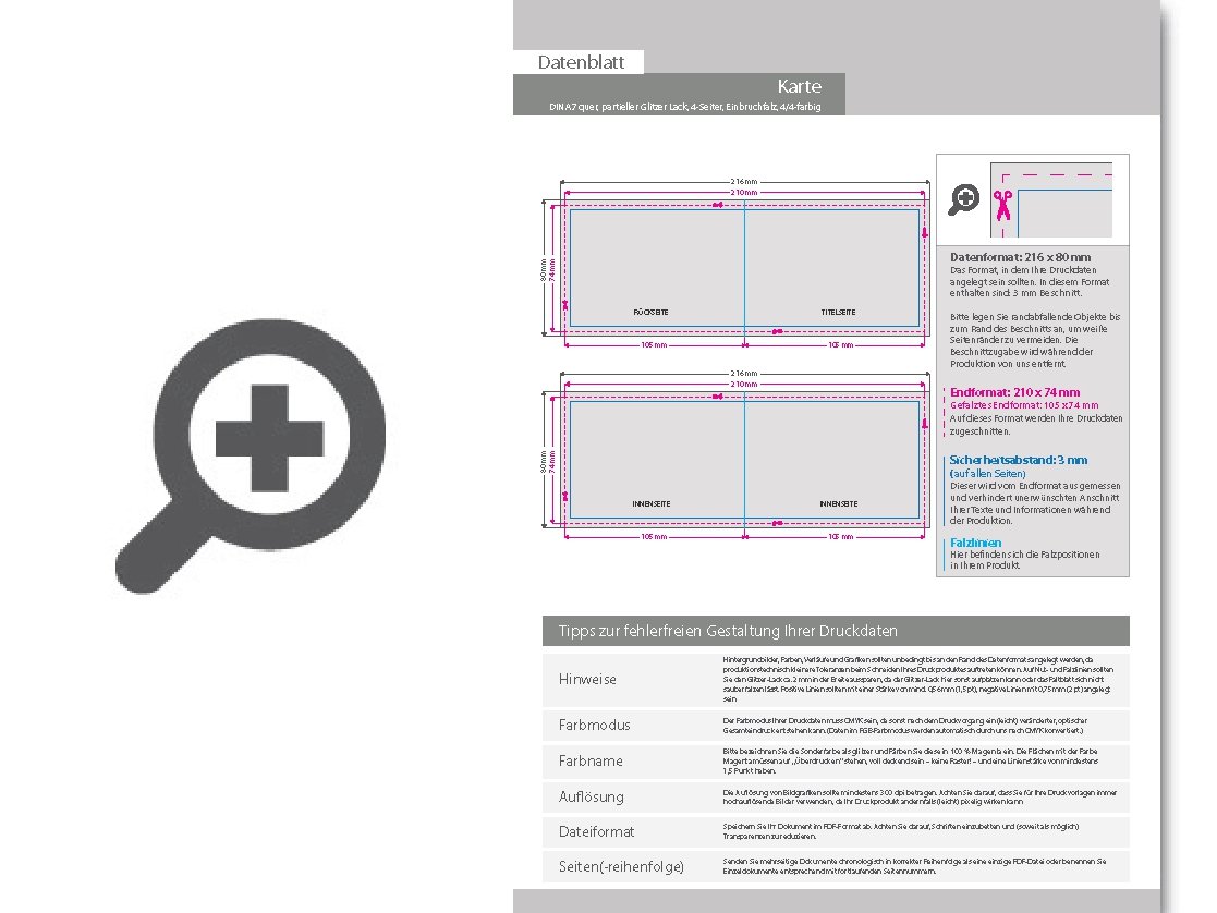Product Bild hochzeitskarte_din_a7_quer_4-seiter_4_4_farbig_mit_beidseitig_partieller_glitzer-lackierung